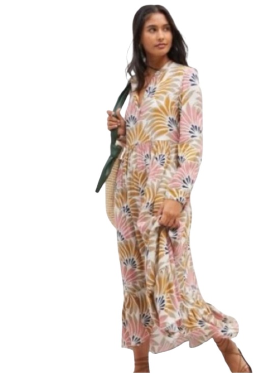 Mare Mare Dresses & Skirts - MARE MARE x ANTHROPOLOGIE Lynda Boho Long Sleeve Maxi Dress in Pink/Gold Size S